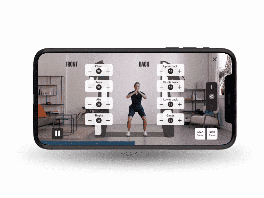 PEPPER EMS App Anzug Intensität Einstellung
